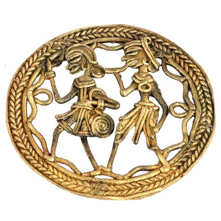 An Exquisite Brass Couple Celebrating Sculptures For Embellishment