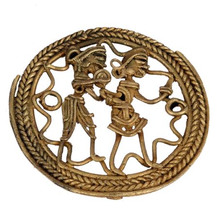 Gracefully Designed Brass Metal Decor Depicting Village Life