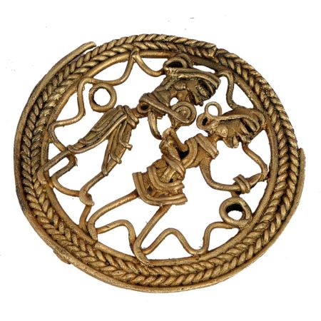 Gracefully Designed Brass Metal Decor Depicting Village Life