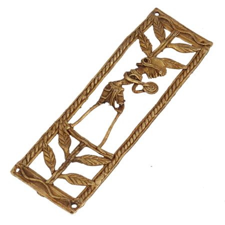 Calming Cymbal Bearing Lone Male - Rectangular Artwork In Brass Metal