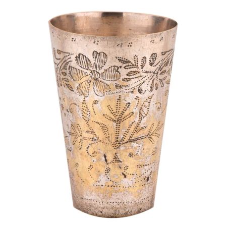 Brass Punjabi Glass Chiseled Flower Pattern