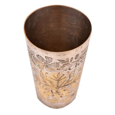 Brass Punjabi Glass Chiseled Flower Pattern