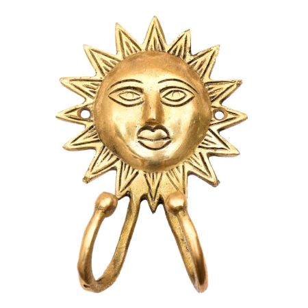Handmade Brass Surya Dev Face Wall Hooks
