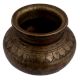 Brass Holy Water Pot With God Image And Floral Border