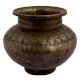 Brass Holy Water Pot With God Image And Floral Border