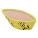 Oval Shape Yellow Ceramic Pot With Hand painted Black Flowers