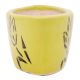 Oval Shape Yellow Ceramic Pot With Hand painted Black Flowers