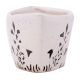 White Oval Ceramic Pot Hand painted Flower Pattern
