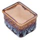 Blue Flame Brown Square Shape Ceramic Pot