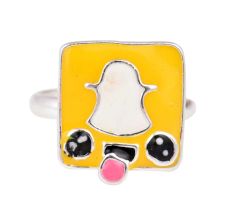Yellow Snap chat Logo Adjustable Silver Toe Ring For Kids