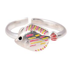Hand Painted Silver Adjustable Toe Ring Baby Fish Children Kids Jewelry