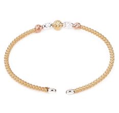 92.7 Sterling Silver Kada Bracelet with Gold Finish and Designer Beads