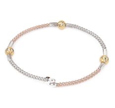 Trendy Dual Tone 92.7 Sterling Silver Gold Plated Kada Beads Bracelet