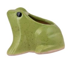 Handmade Green Glazed Ceramic Frog Shape Indoor Pot And Planter