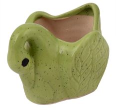 Handmade Green Glazed Duck Shape Ceramic Pot For Indoor Plants