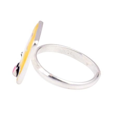 Yellow Snap chat Logo Adjustable Silver Toe Ring For Kids