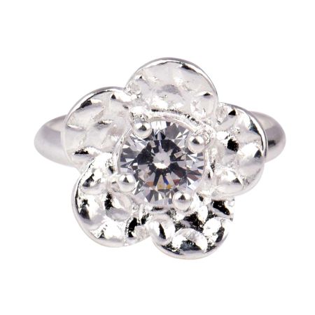 Silver Flower Design And Open Wrap Toe Ring
