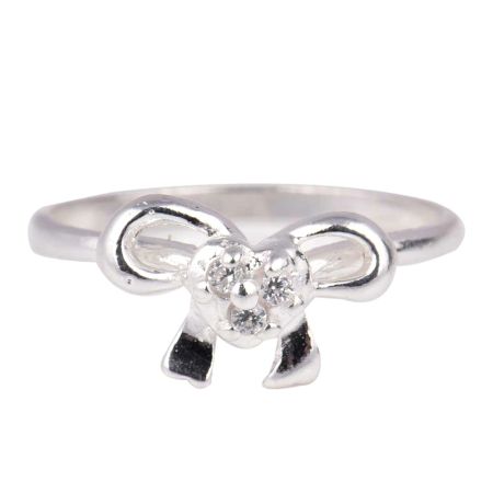 Silver Bow Design Toe Ring With Semi Precious Stone