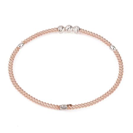 Elegant Dual Tone Gold and 92.5 Sterling Silver Rope Bangle Or Bracelet