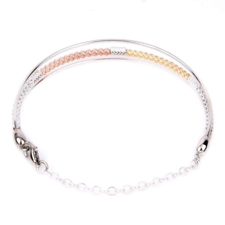 92.5 Sterling Silver And Gold Plated  Braid Adjustable Bracelet