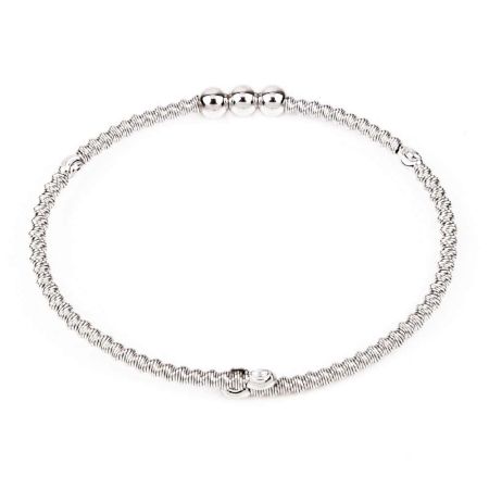 Fashionable 92.5 Sterling Silver Rope Chain Bracelet With Small Beads