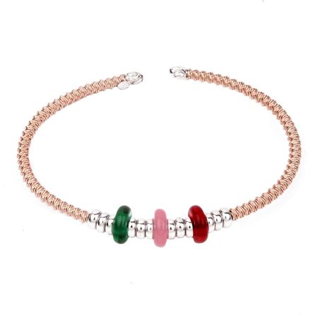 Multicolored Beaded Gold Plated Adjustable Rope Design 92.5 Silver Bracelet