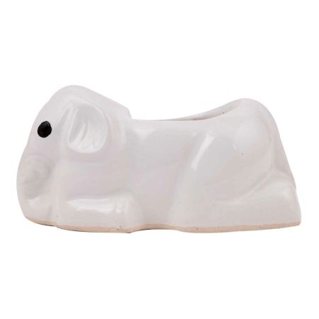 White Handmade Ceramic Elephant Shape Pot Or Planter