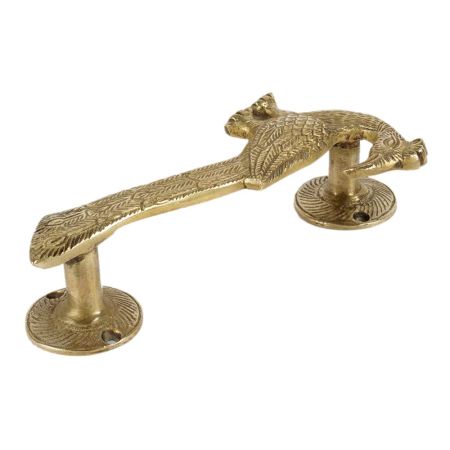 Handmade Golden Brass Door Handle Indian Peacock Design