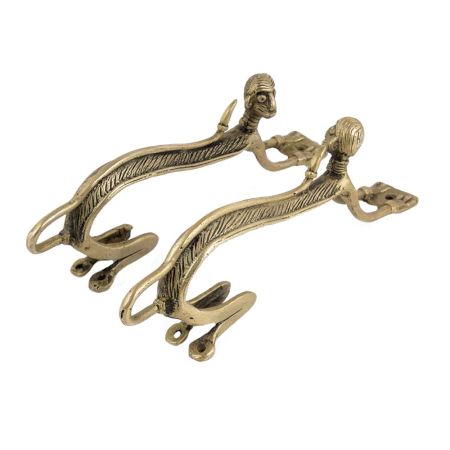 Handmade Golden Brass Door Handles In Monkey With Long Body In Set of 2