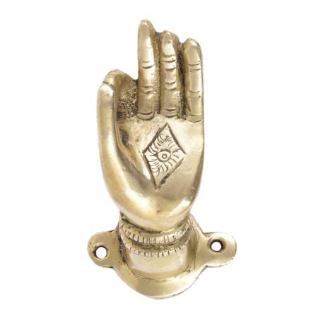 Handmade Golden Brass Door Handle With Buddha Meditating Hand