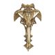 Large Intricately Carved  Elephant Head With Long Trunk Brass Door Knocker With Peacocks In Gold Finish