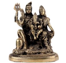 Handmade Golden Brass Shiv Parivar Statue
