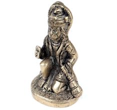 Handmade Black Brass God Hanuman Sitting Statue