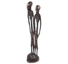 Handmade Black Brass Pair Of African Tall Slender Figurine