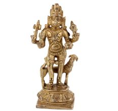 Handmade Yellow Brass Lord Bhairava Statue or Idol