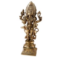 Handmade Golden Sheen Brass Kaal Bhairava Statue