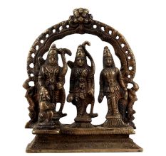 Handmade Antique Golden Brass Ram Darbar Statue