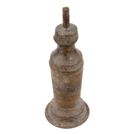 Handmade Black Brass Kerosene Oil Lamp in Long Cylindrical Shape
