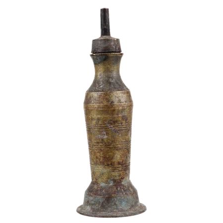Handmade Patina Finish Brass Oil Wick Lamp for Decoration