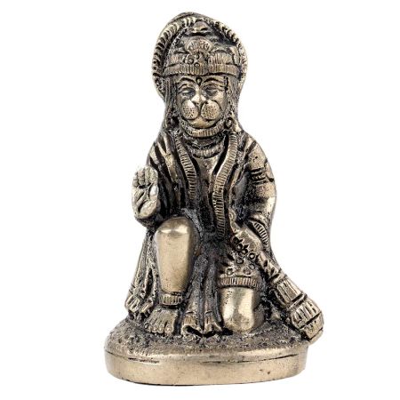 Handmade Black Brass God Hanuman Sitting Statue