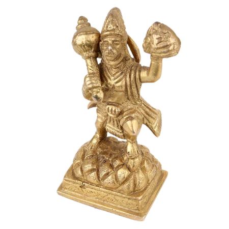 Handmade Golden Brass Ram Bhakt Hanuman Statue