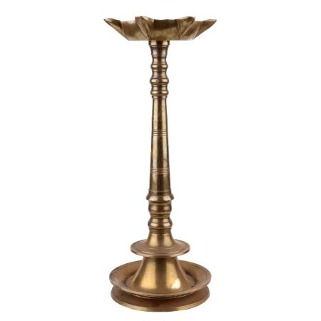 Handmade Rustic Brass Nilavilakku Oil Lamp For Diwali And Pooja