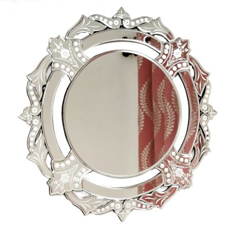 Handmade Silver Glass Venetian Round Decorative Mirror