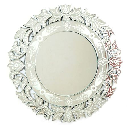 Handmade Silver Glass Traditional Round Venetian Mirror
