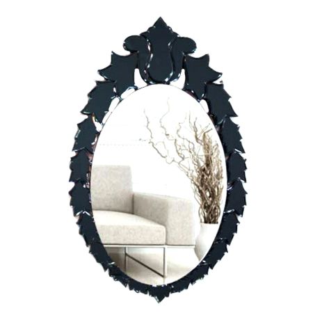 Handmade Black Frame Oval Venetian Mirror
