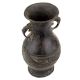 Handmade Dark Patina Asian Brass Vase With Decorative Handles