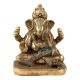 Handmade Tarnished Brown Brass Ganesha Sitting  Idol