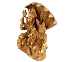 Handmade Golden Brass Shiva Parvati Ganesh Family Statue