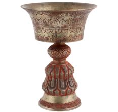 Handmade Antique Brass Pedestal Vase With Engraved Design