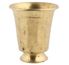 Handmade Golden Brass Glass Flower Vase On A Circular Base